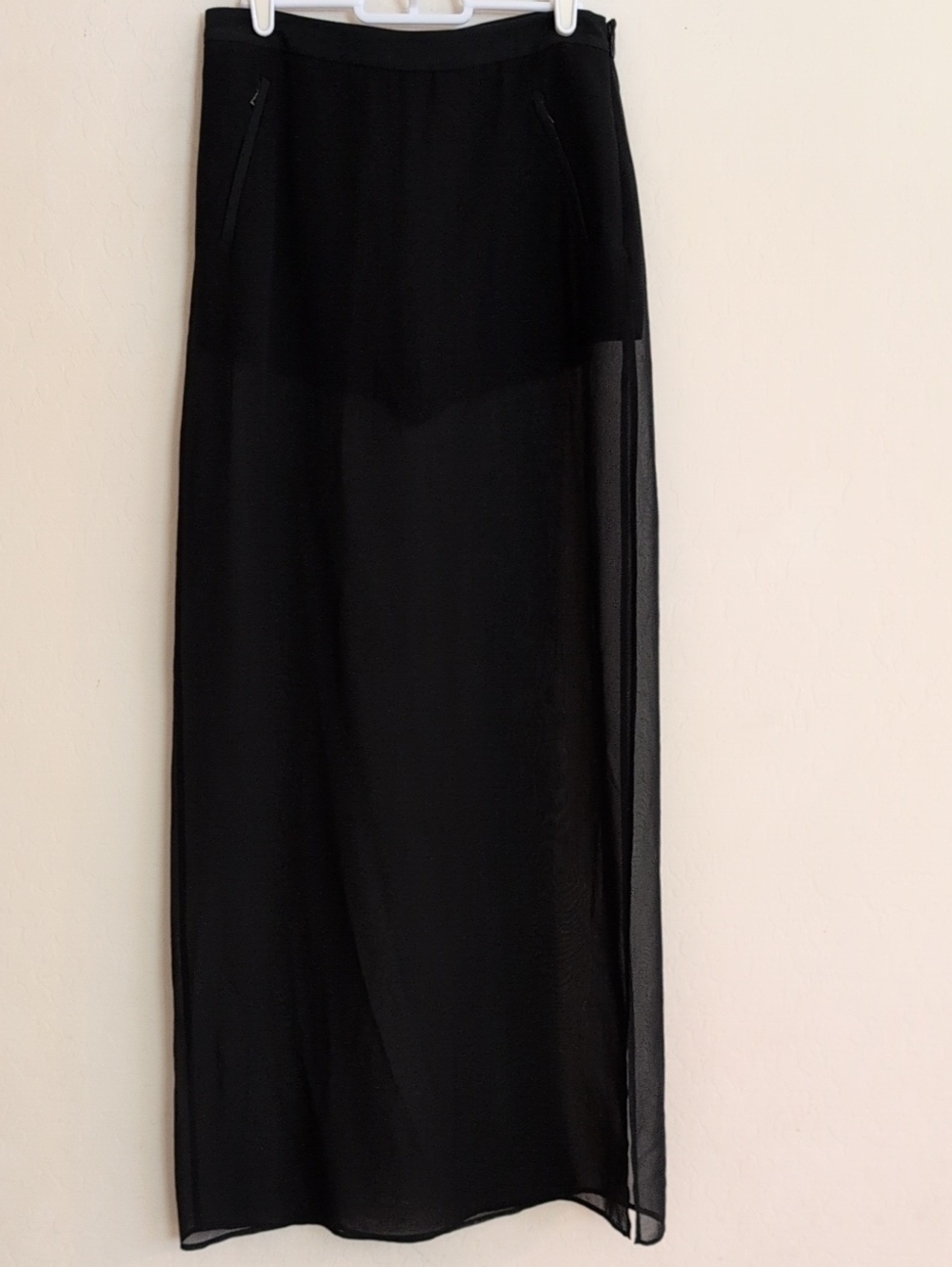 NWT BCBGMaxAzria Shorts Skort Black Sheer Maxi Skirt Overlay Slit Beshoy - XS